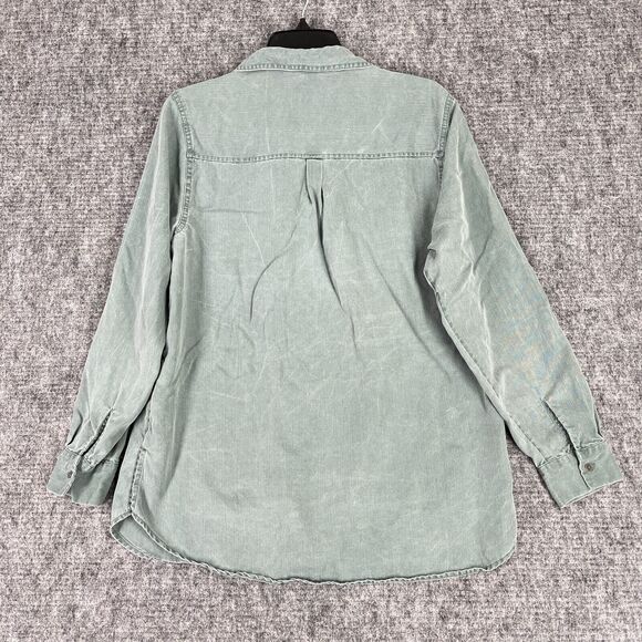 Old Navy Shirt Womens Extra Small green Relaxed‎ Long-Sleeve Cottagecore Minimal - Picture 2 of 9